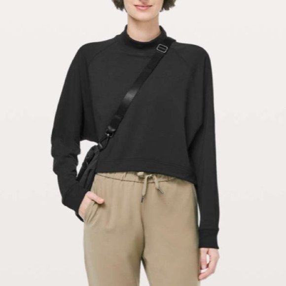 lululemon athletica Tops - Lululemon Up High Pullover UK Release Cropped Sweatshirt Black